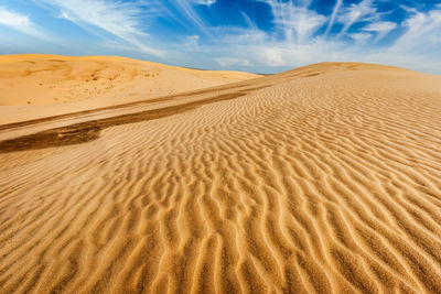 Desert sand dunes on sunrise. mui ne, vietnam