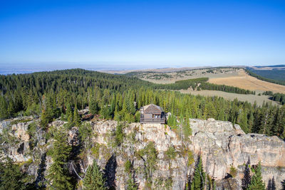 Scenic view of landscape against clear blue sky