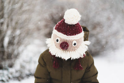 Close-up of snowman