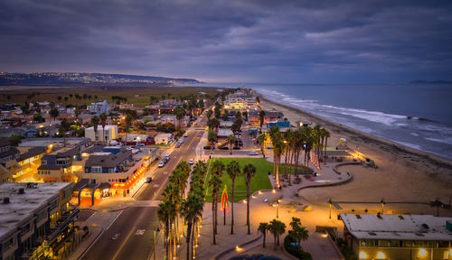 Coastal town of imperial beach, california, usa. tijuana mexico in the distance. 