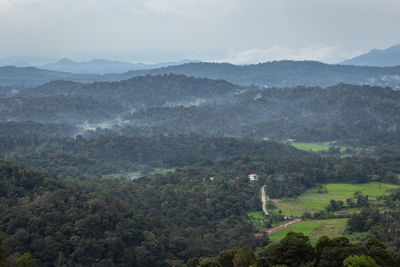 Mountain horizon with dramatic sky at morning from flat angle