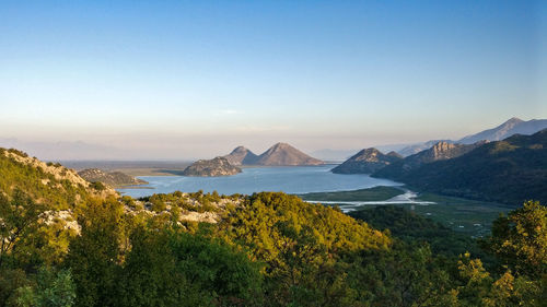 Scenic view of sea against clear sky