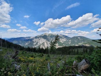 Scenic view of mountains against sky