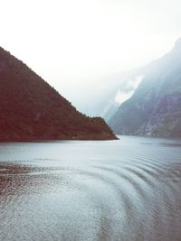 Scenic view of sea and mountains