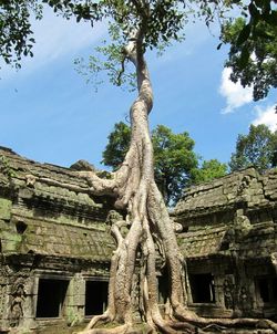 Low angle view of abandoned building