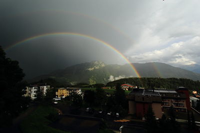 Scenic view of mountains against cloudy sky