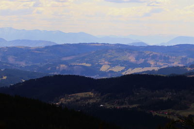 High angle view of mountains against sky