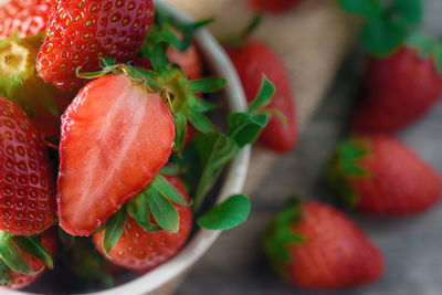 Close-up of strawberries on table