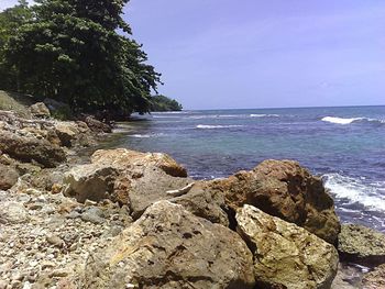 View of calm blue sea against sky