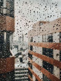 Full frame shot of raindrops on glass window