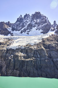 Scenic view of frozen lake against mountain