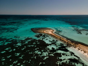 Scenic view of sea against clear sky