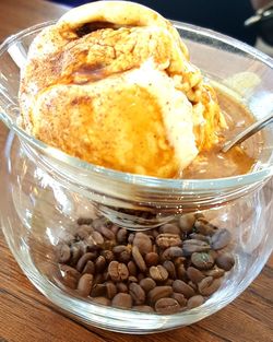 Close-up of bread in bowl on table