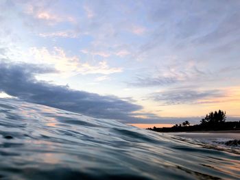 Scenic view of sea against sky at sunset