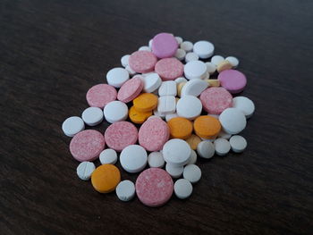 High angle view of multi colored pencils on table