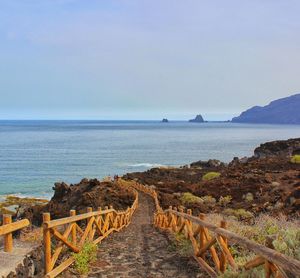 Scenic view of sea against clear sky