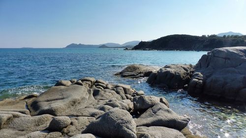 Scenic view of sea against clear sky