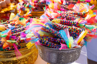 Close-up of multi colored vegetables for sale in market