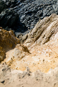 High angle view of rocks in water