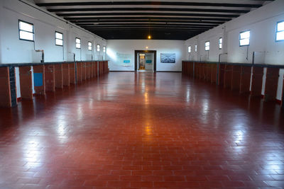 View of illuminated underground walkway