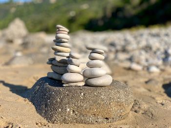 Stack of stones on sand