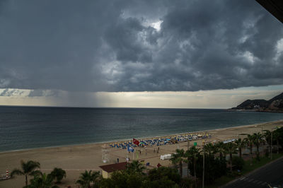 Scenic view of sea against cloudy sky