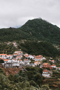 High angle view of townscape against sky