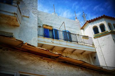 Low angle view of old building against sky