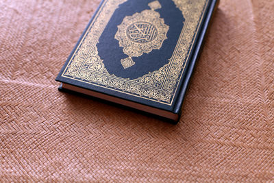 Close-up of book on table