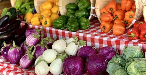 Various vegetables for sale in market 