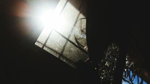 Low angle view of illuminated window