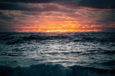 Scenic view of sea against sky during sunset