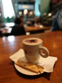 Close-up of coffee on table