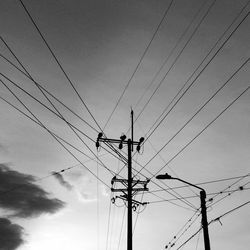 Low angle view of electricity pylon