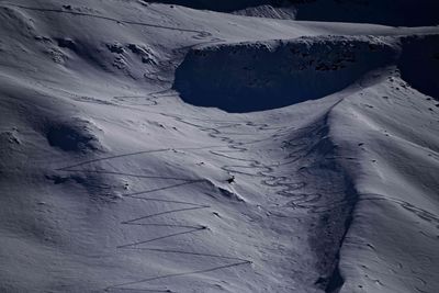 High angle view of snow covered mountain