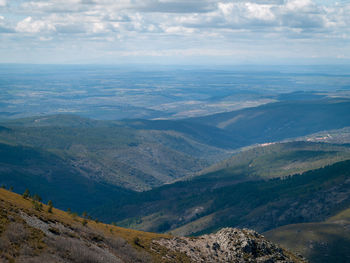 High angle view of valley against sky