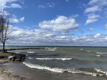 Scenic view of beach against sky