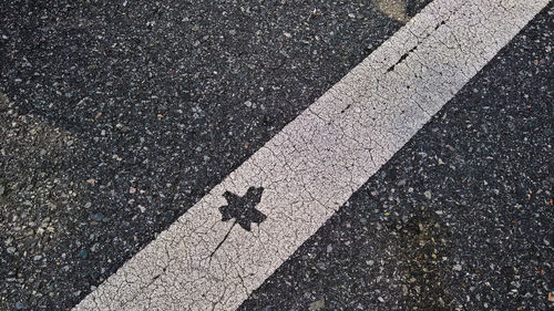 High angle view of zebra crossing on road