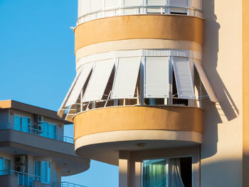 Balcony of a residential building, protected from the hot summer sun