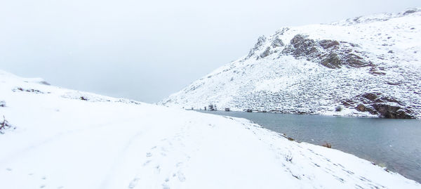 Snow covered mountain against sky