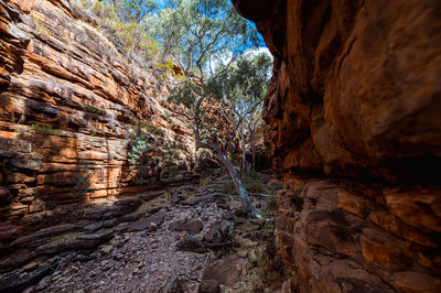 Low angle view of rock formation on land