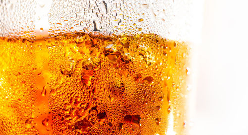 Close-up of beer glass