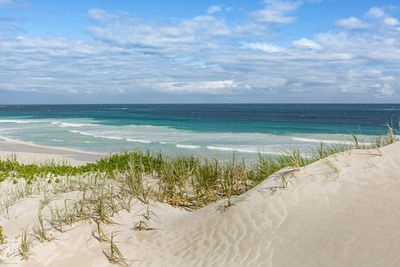 Scenic view of beach against sky