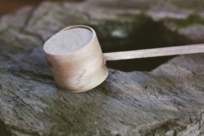 Bamboo dipper on japanese fountain