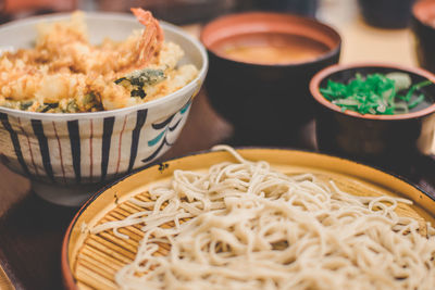 Close-up of rice served on table