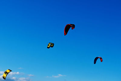 Low angle view of hot air balloons