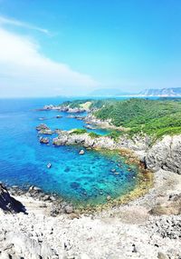 Scenic view of beach against sky