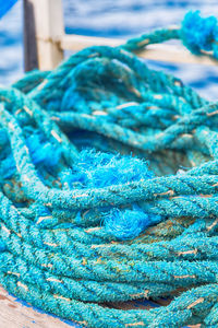 Close-up of fishing net at harbor