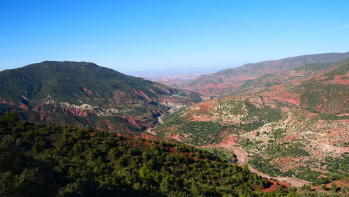 Scenic view of mountains against clear sky