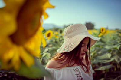 Portrait of woman wearing hat